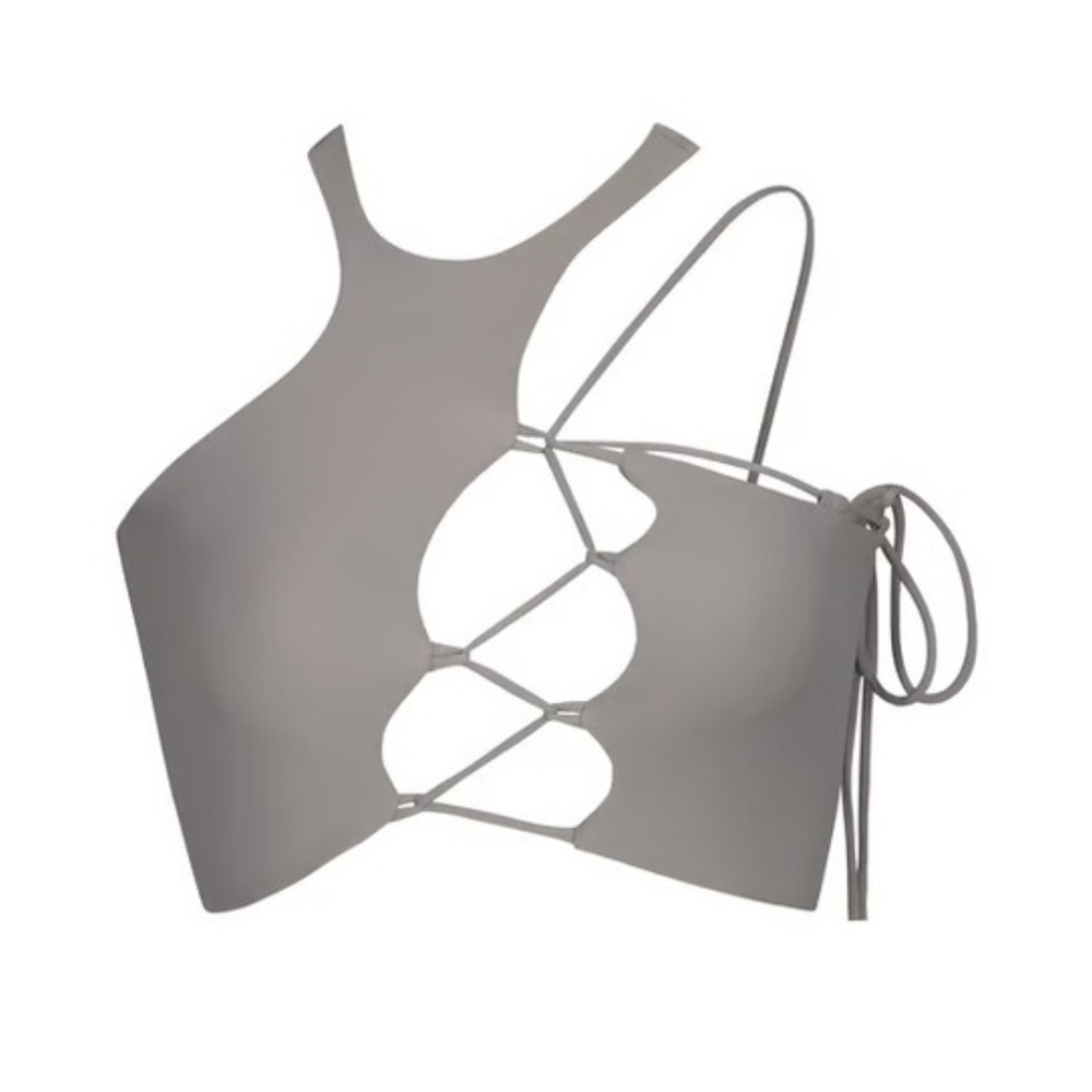 SKIMS Lace Up Super Crop Top Chrome Womens 4X